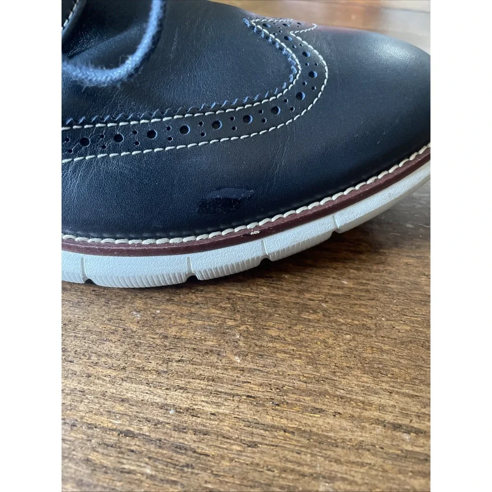 Johnston & Murphy Men's 10.5 Navy Leather Wingtip Oxford Dress Shoes 20-8369